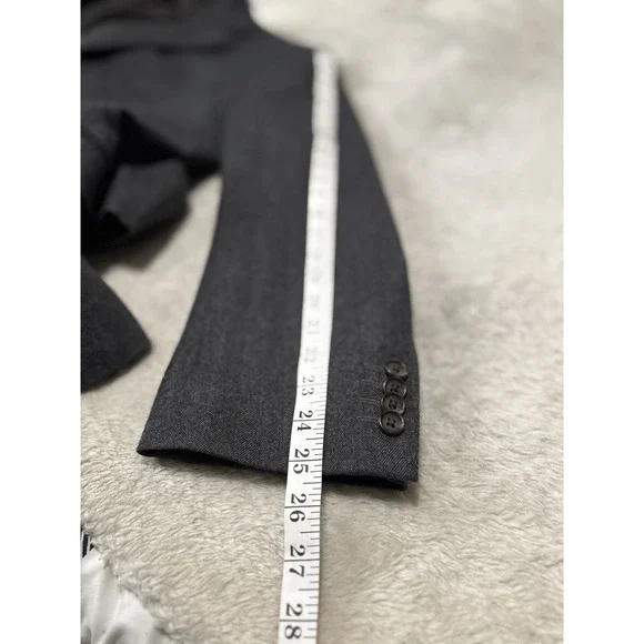 Lauren Ralph Lauren Slim Mens Black Wool Blazer Jacket Size 43R Herringbone - Picture 5 of 8